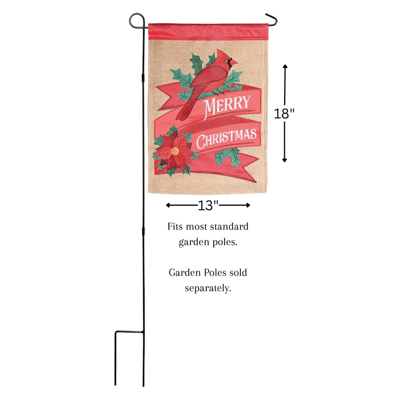 Flag Poinsettia With Cardinal 13x18 - Brown/ Red / 1 - Religious Jewelry