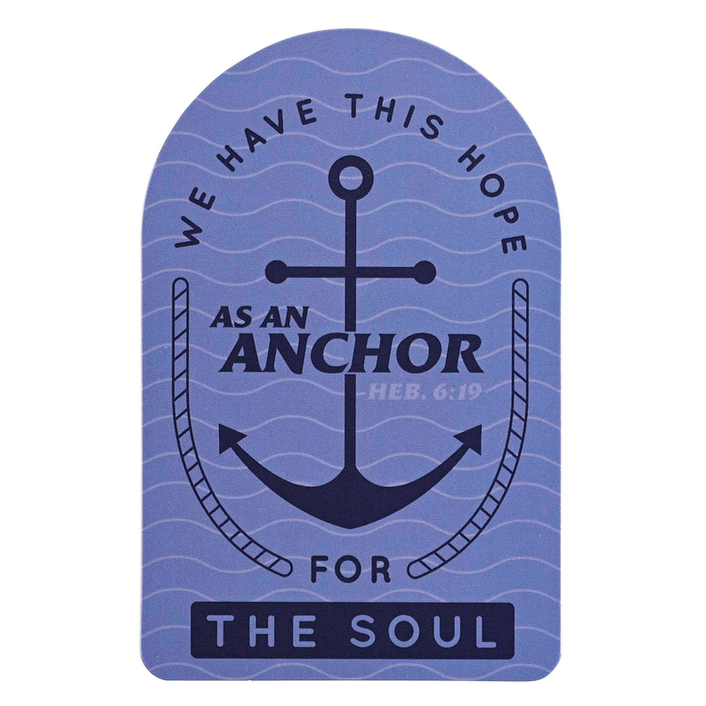 Blue pocket card front featuring a large anchor and the words "As an Anchor"
