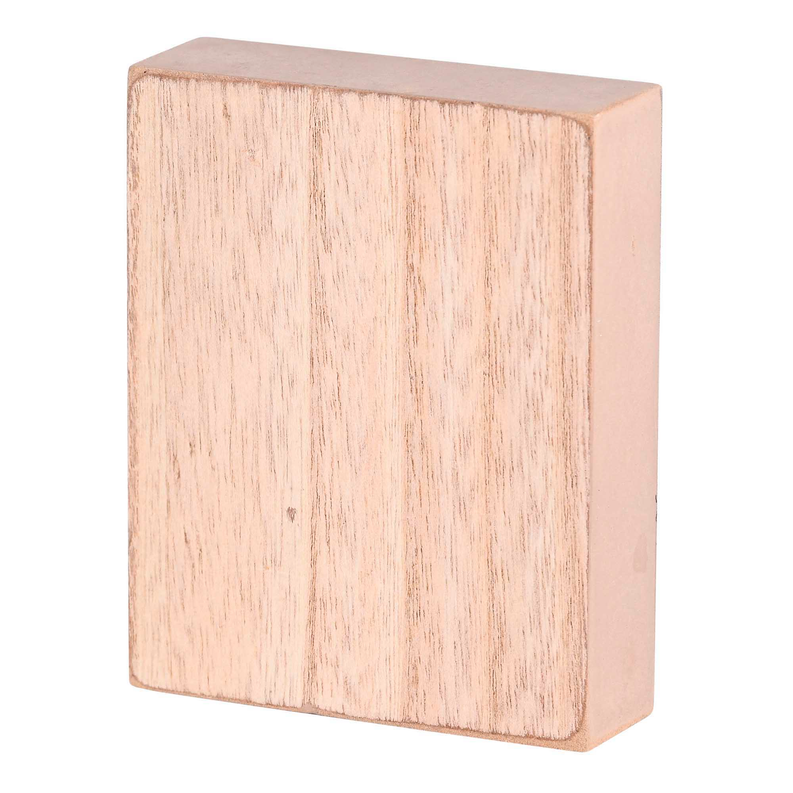 Wooden tabletop plaque, light brown, square block shape, plain front