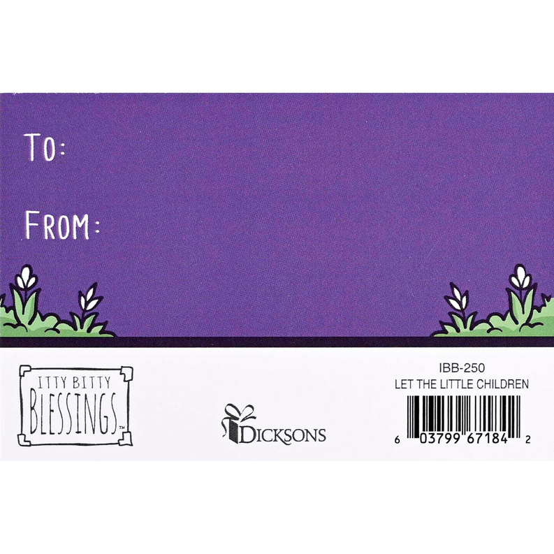 Religious greeting card back with “To:” and “From:”, Dicksons logo, barcode