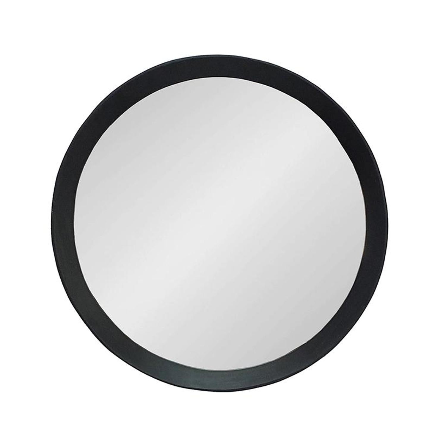 20" Black Round Wood Framed Accent Mirror - Bed & Bath