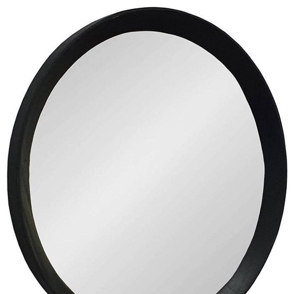 20" Black Round Wood Framed Accent Mirror - Bed & Bath