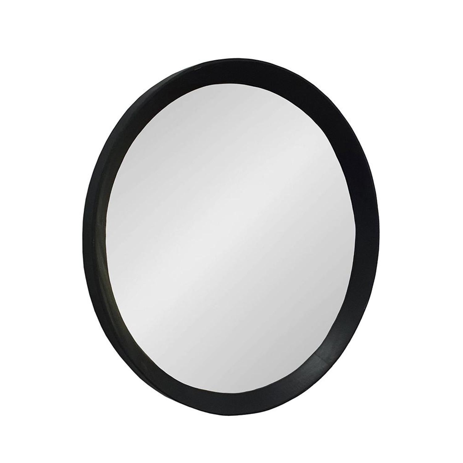 20" Black Round Wood Framed Accent Mirror - Bed & Bath