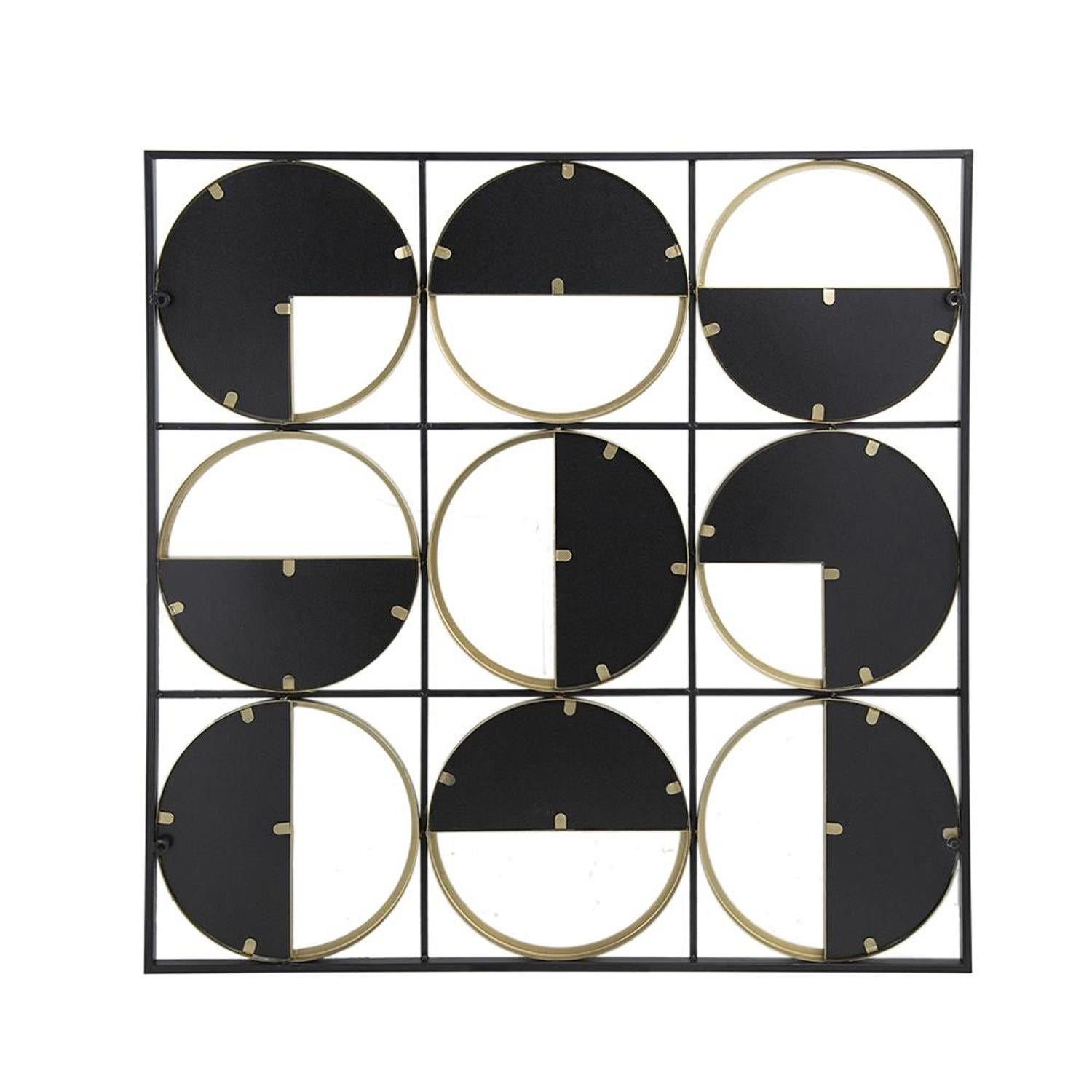36" Black and Gold Square Iron Framed Accent Mirror - Bed & Bath