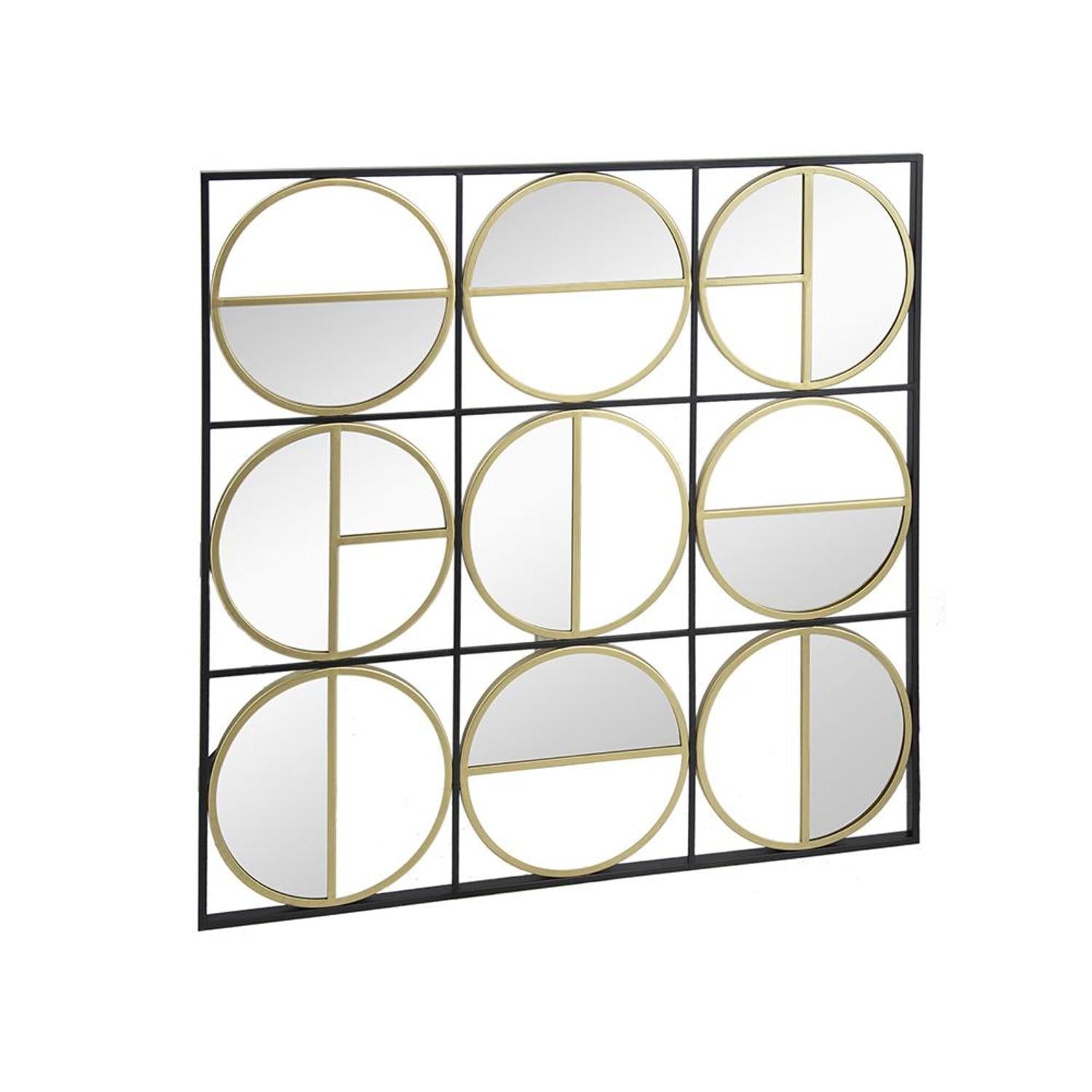 36" Black and Gold Square Iron Framed Accent Mirror - Bed & Bath