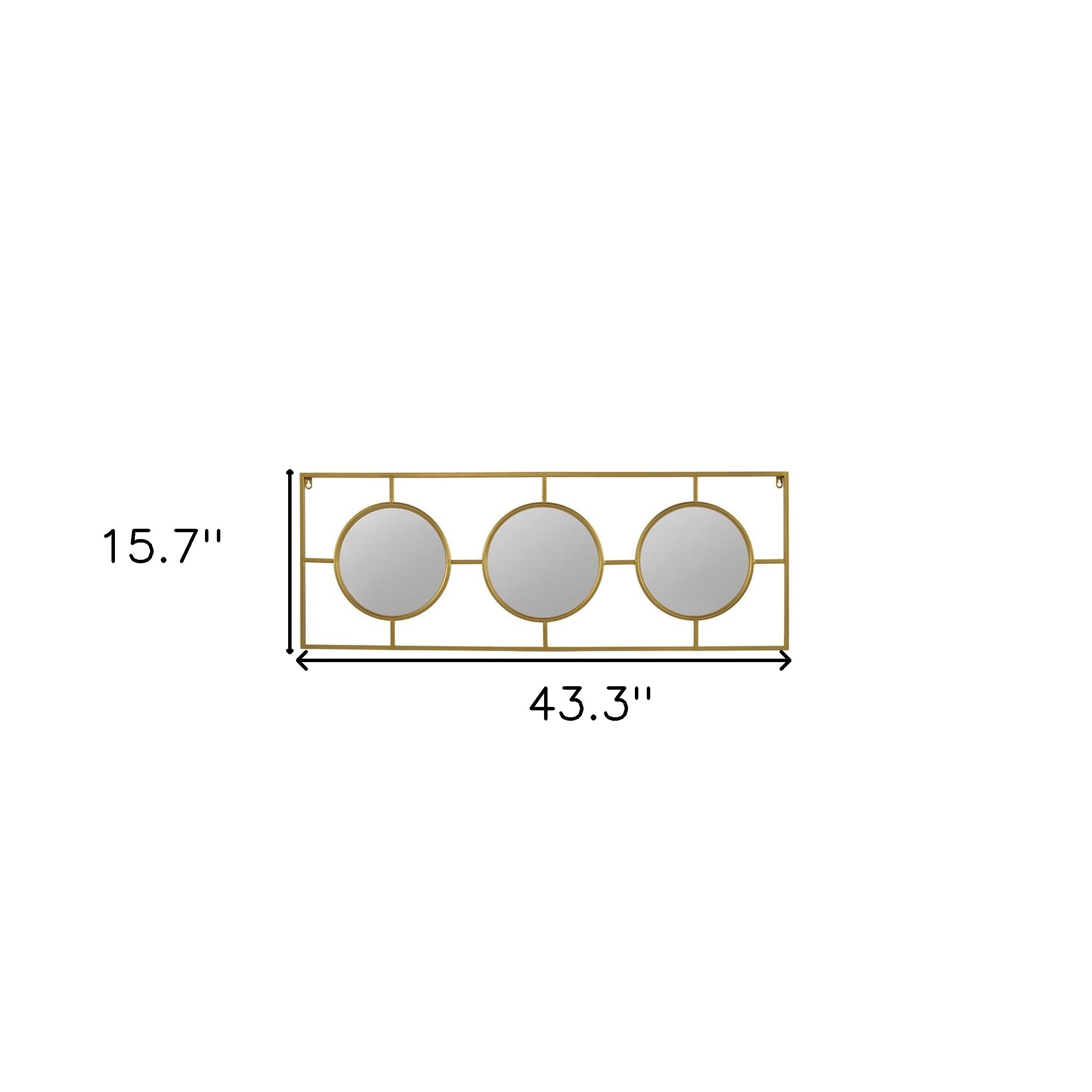 16" Gold Iron Framed Accent Mirror - Bed & Bath