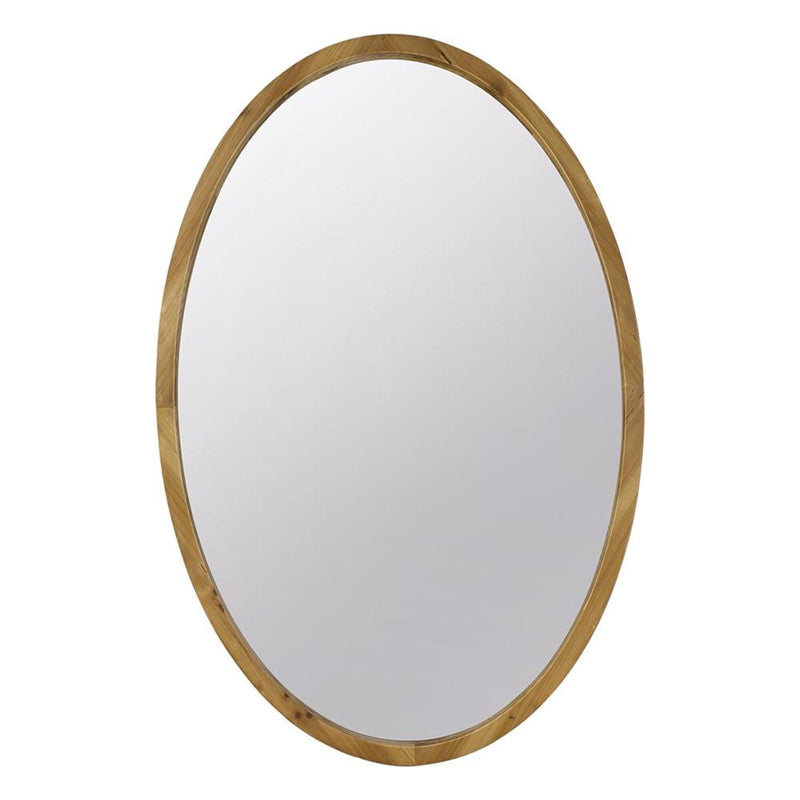 35" Brown Oval Solid Wood Framed Accent Mirror - Bed & Bath