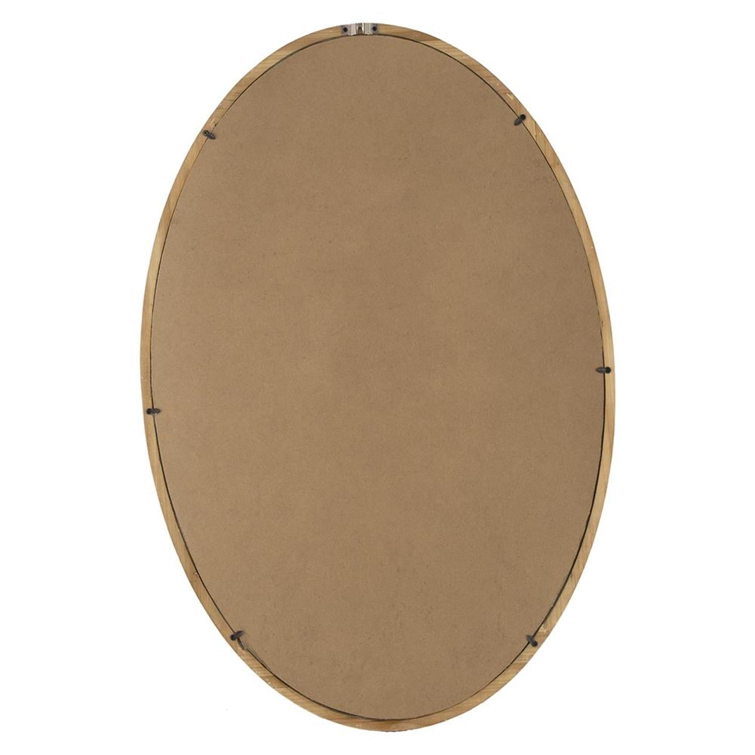 35" Brown Oval Solid Wood Framed Accent Mirror - Bed & Bath
