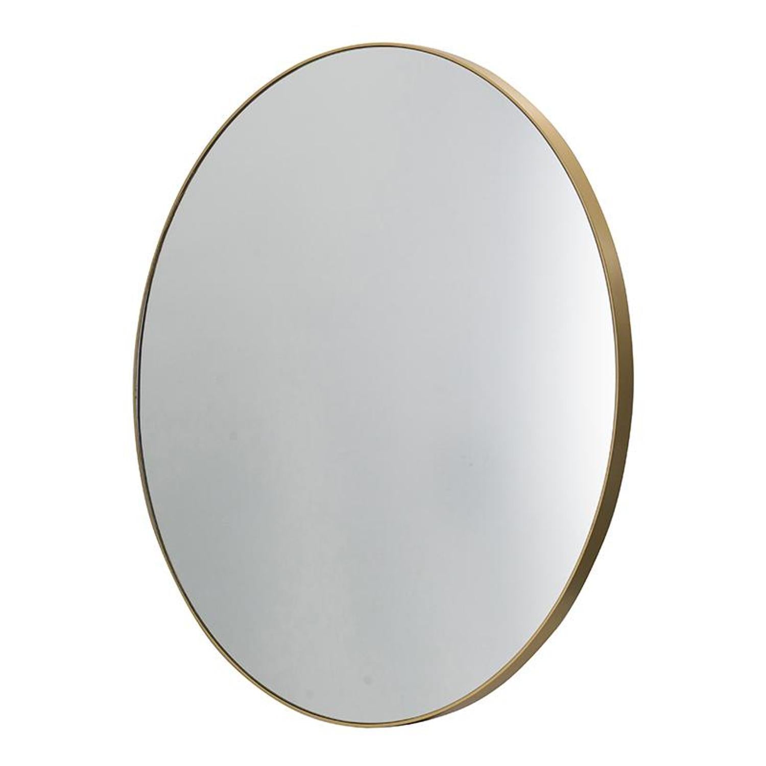 30" Gold Round Wood Framed Accent Mirror - Bed & Bath