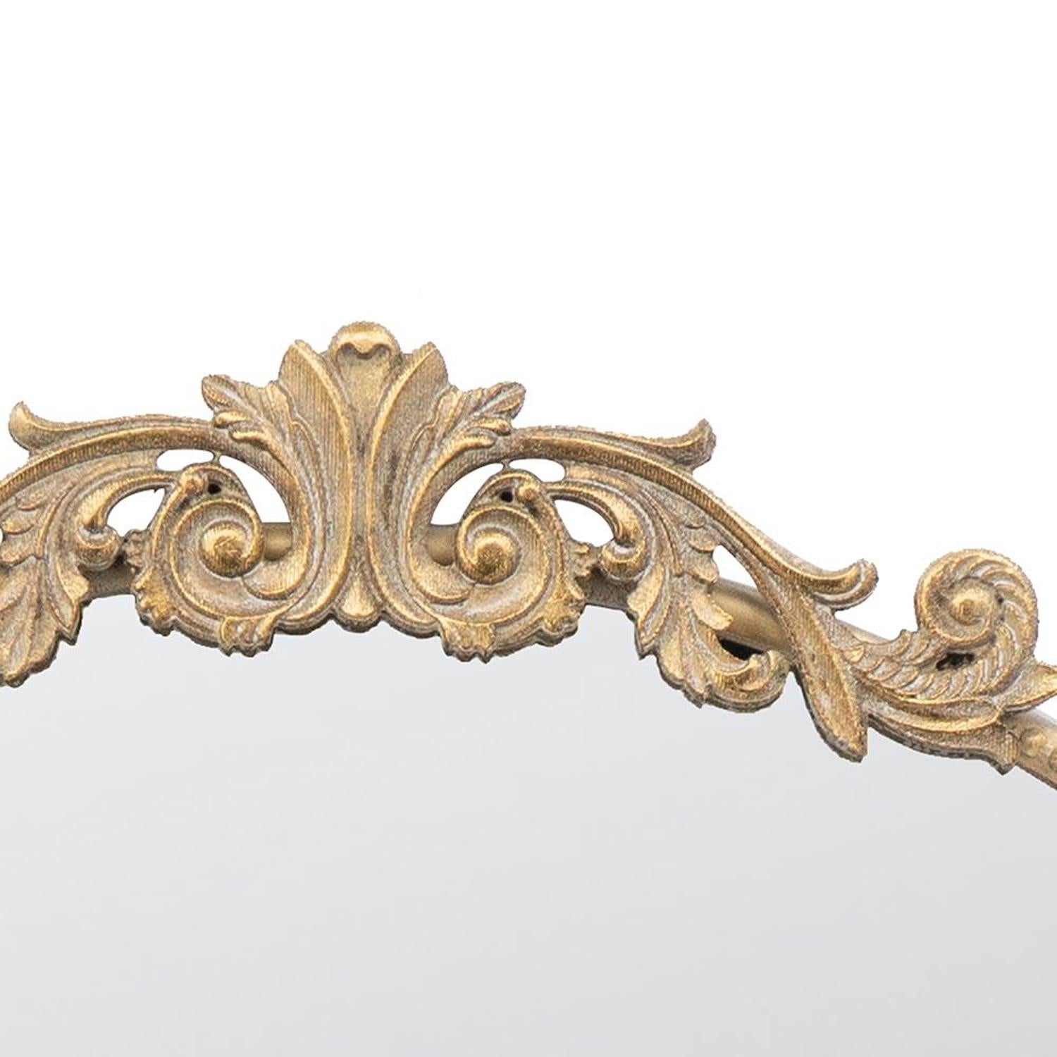 39" Gold Crowned Top Iron Framed Accent Mirror - Bed & Bath