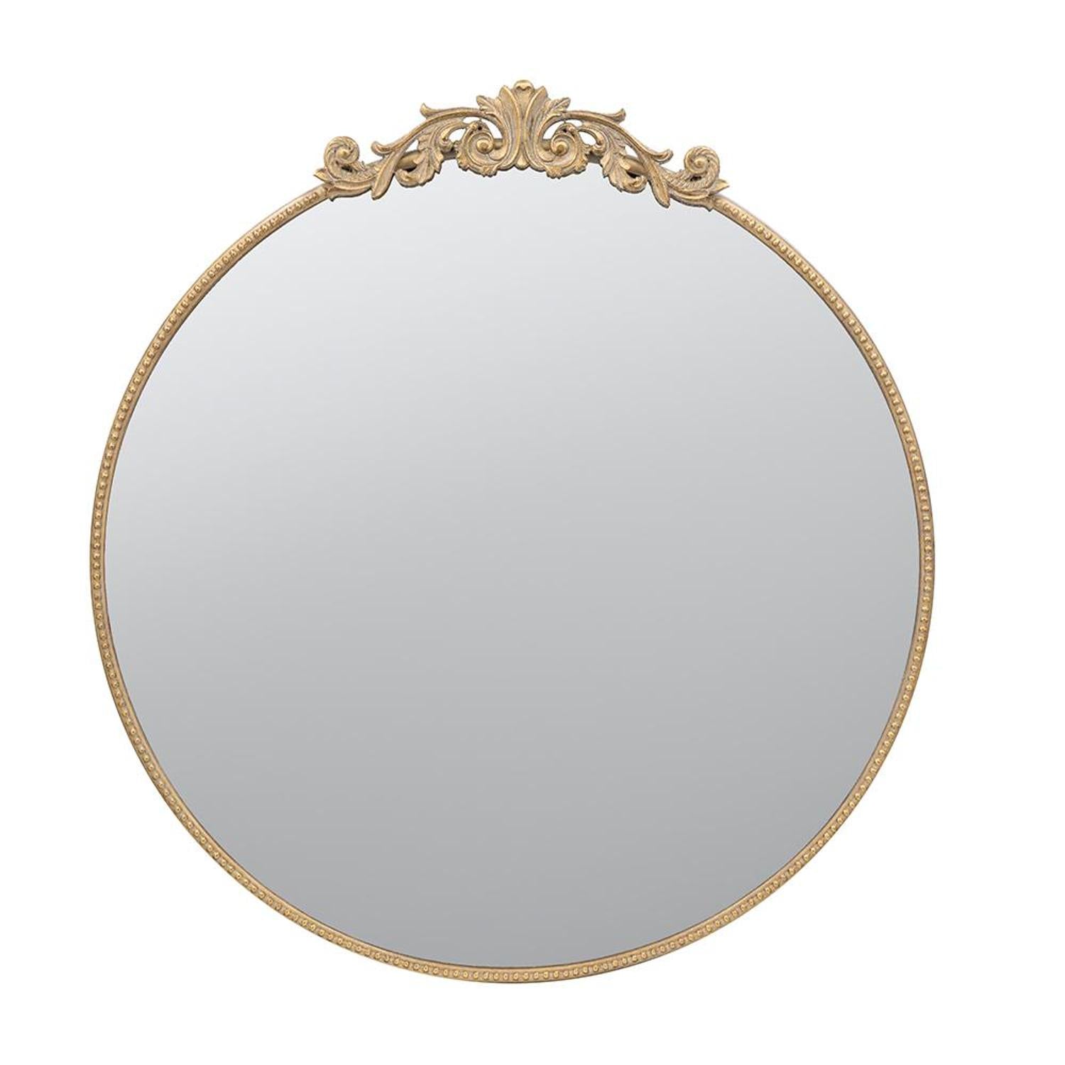 39" Gold Crowned Top Iron Framed Accent Mirror - Bed & Bath