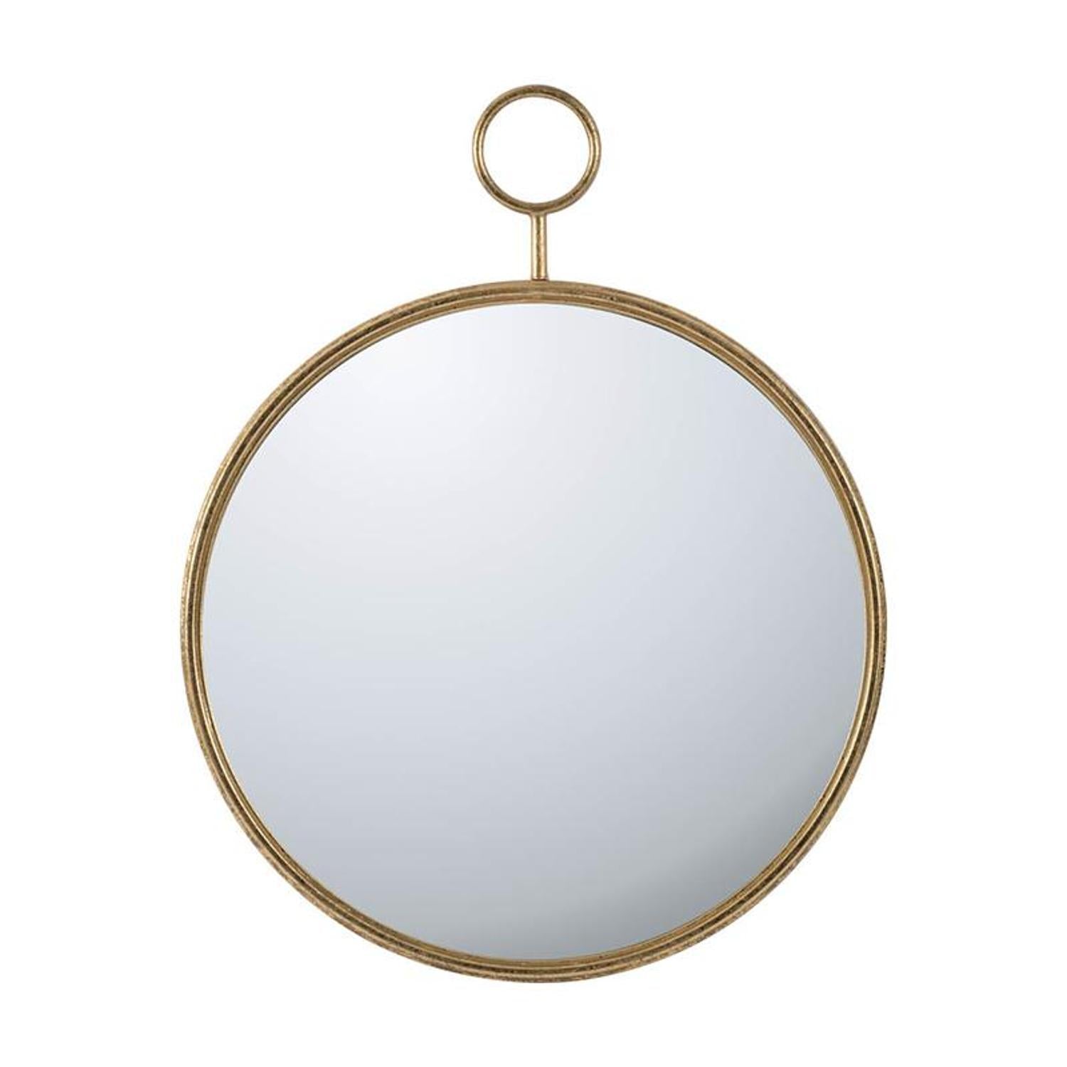 32" Gold Round Iron Framed Accent Mirror - Bed & Bath