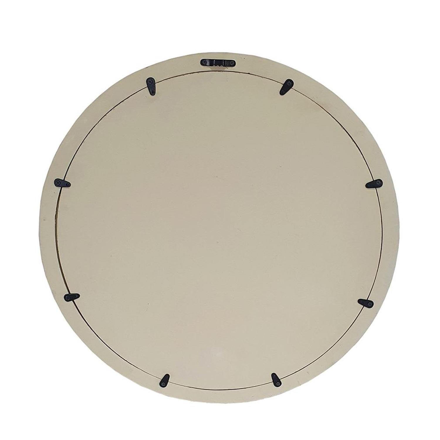 20" Cream Round Wood Framed Accent Mirror - Bed & Bath