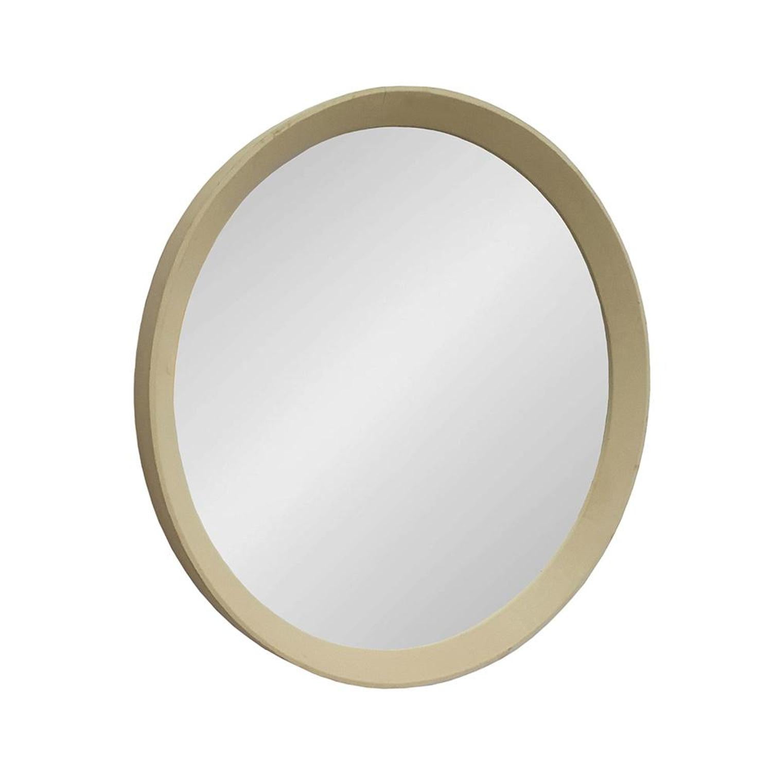 20" Cream Round Wood Framed Accent Mirror - Bed & Bath