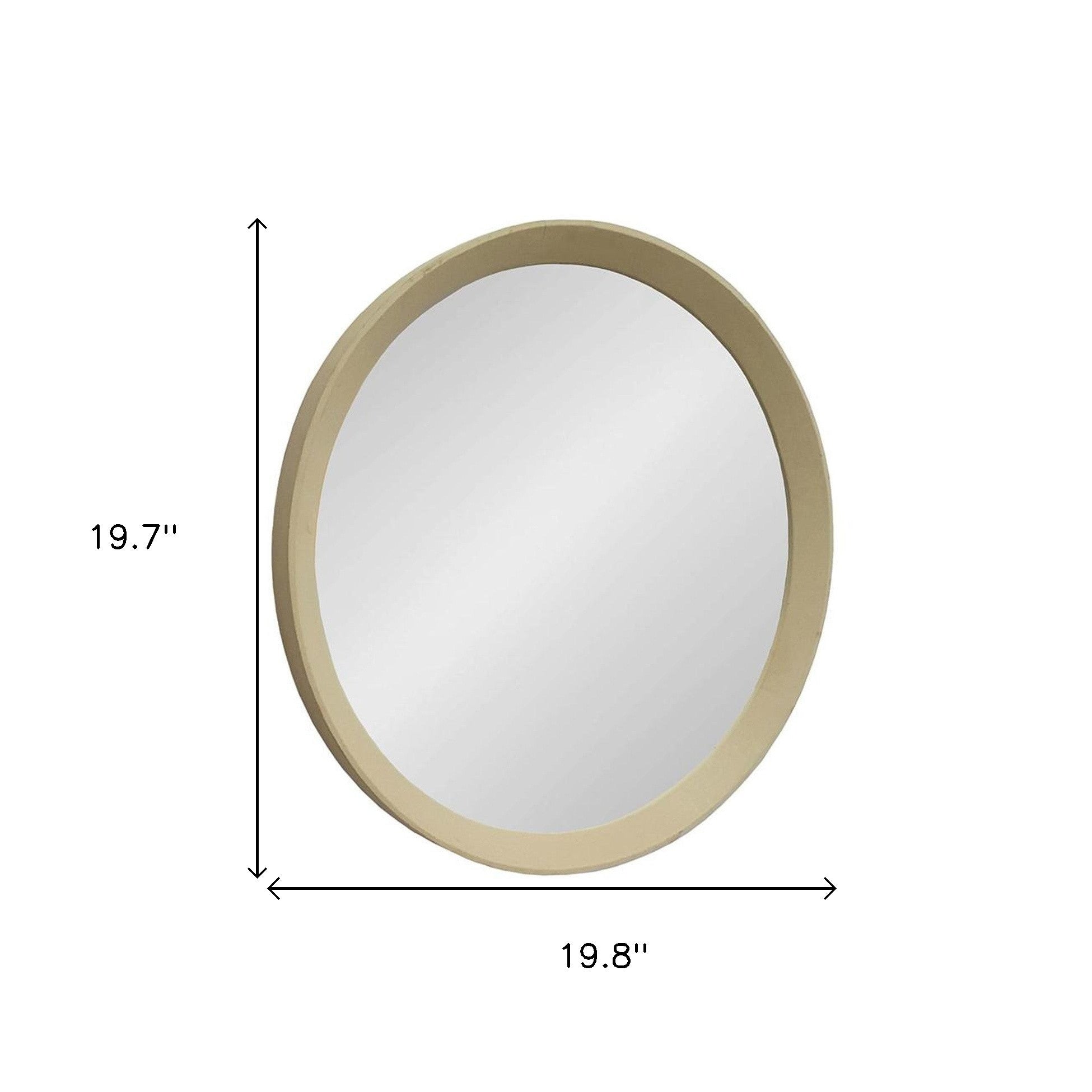 20" Cream Round Wood Framed Accent Mirror - Bed & Bath