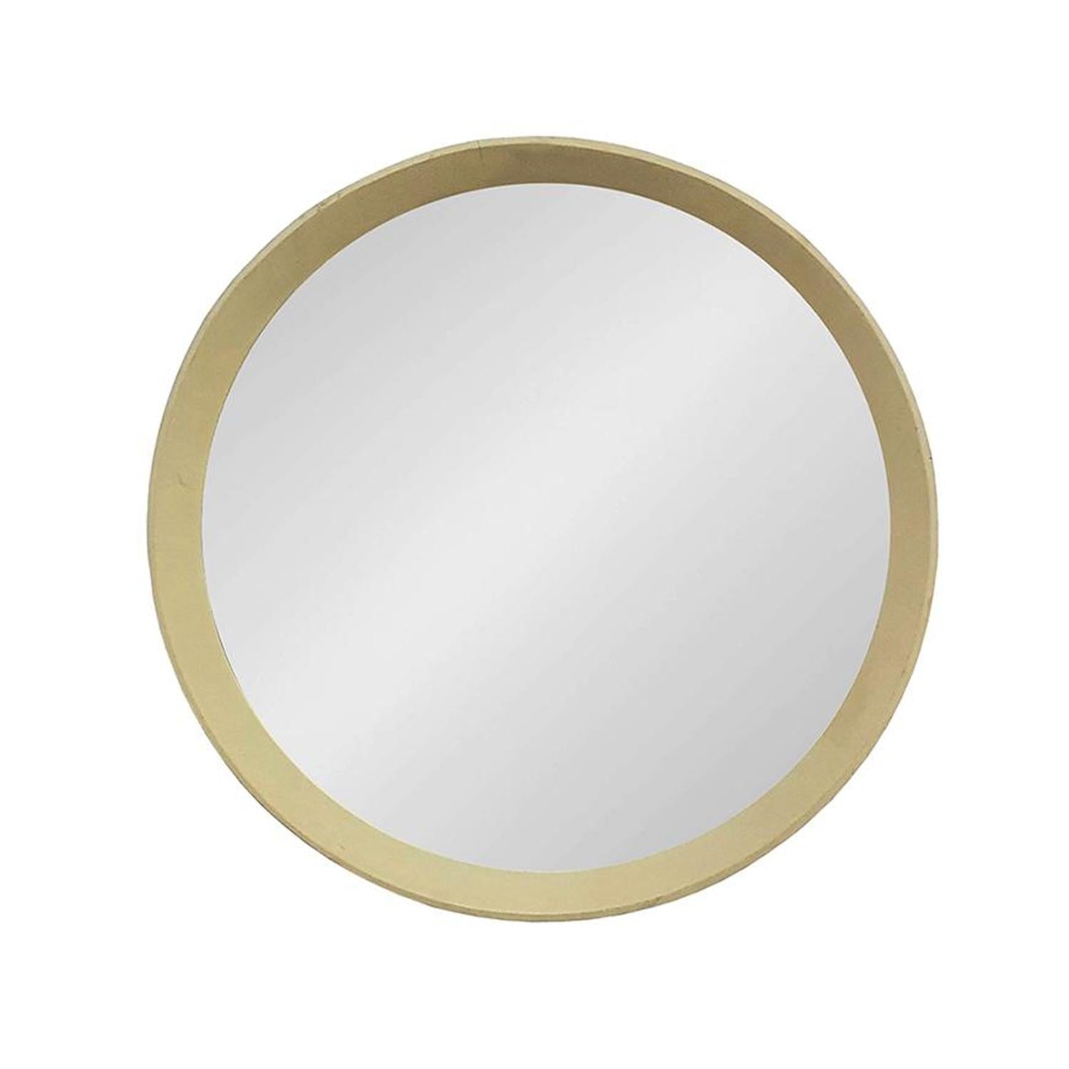 20" Cream Round Wood Framed Accent Mirror - Bed & Bath