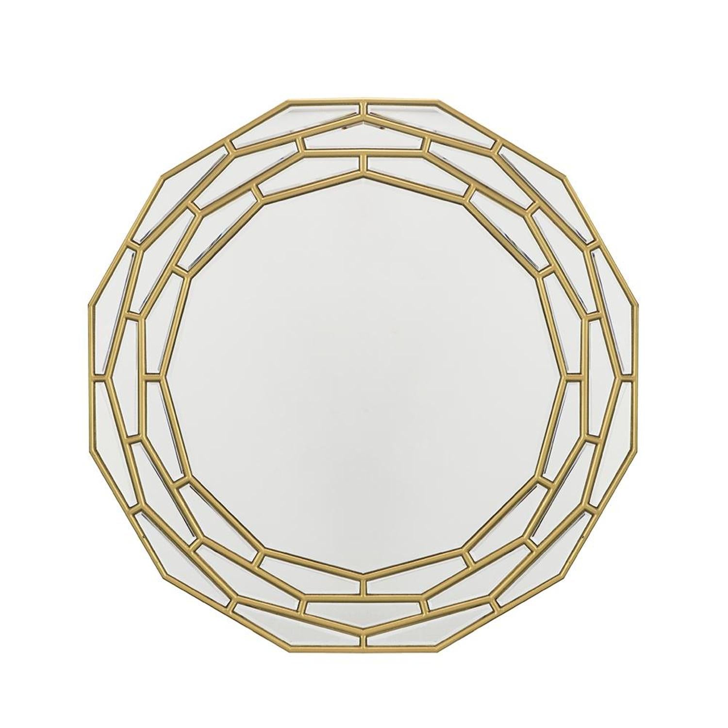 35" Gold Round Framed Accent Mirror - Bed & Bath