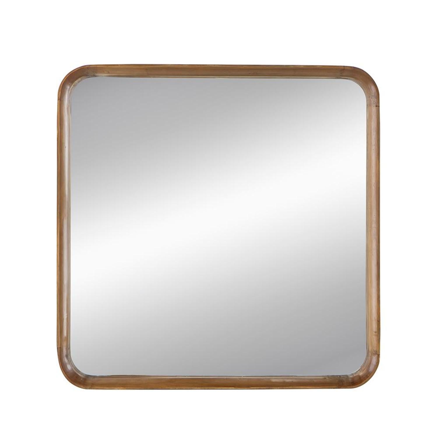 32" Brown Square Wood Framed Accent Mirror - Bed & Bath