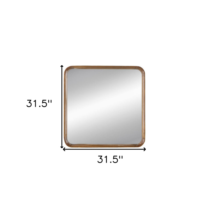 32" Brown Square Wood Framed Accent Mirror - Bed & Bath