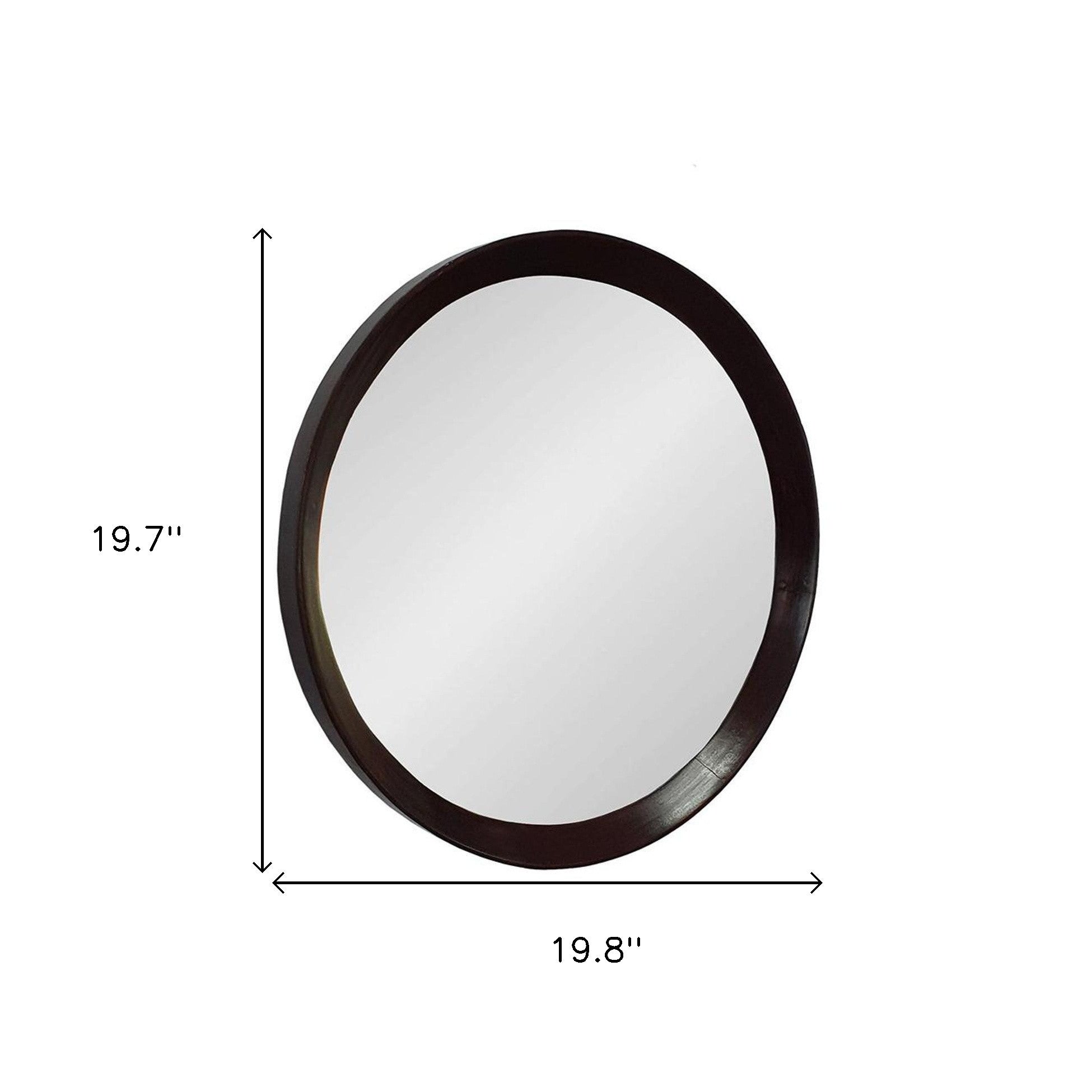 20" Dark Brown Round Wood Framed Accent Mirror - Bed & Bath