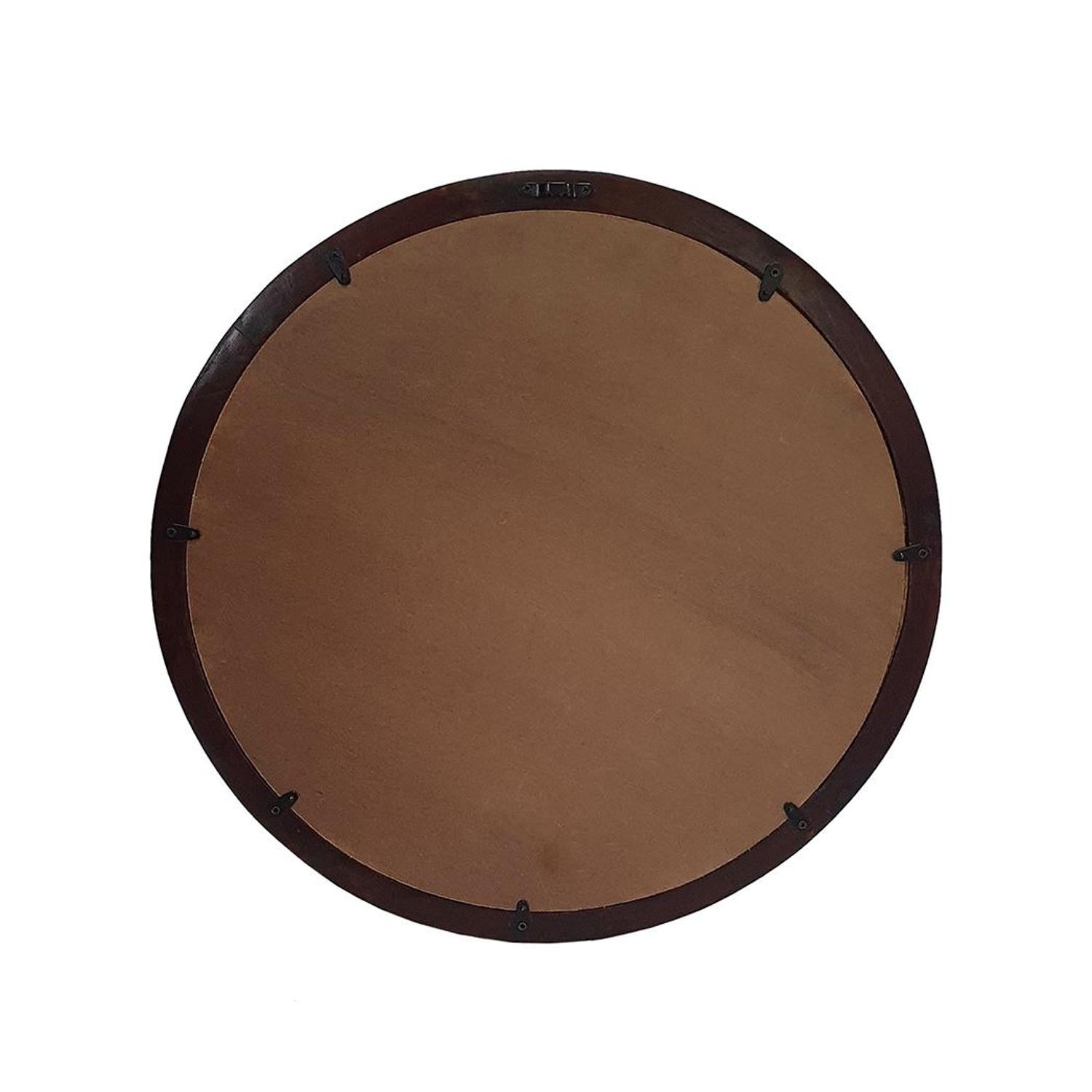 20" Dark Brown Round Wood Framed Accent Mirror - Bed & Bath