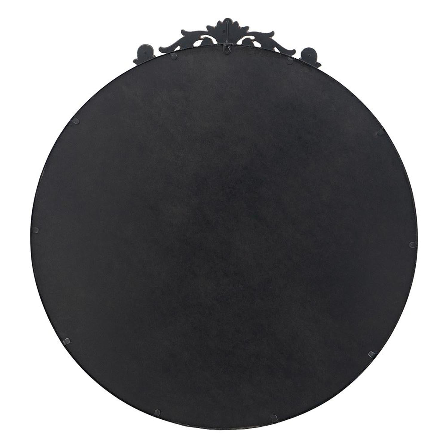 39" Black Crowned Top Iron Framed Accent Mirror - Bed & Bath