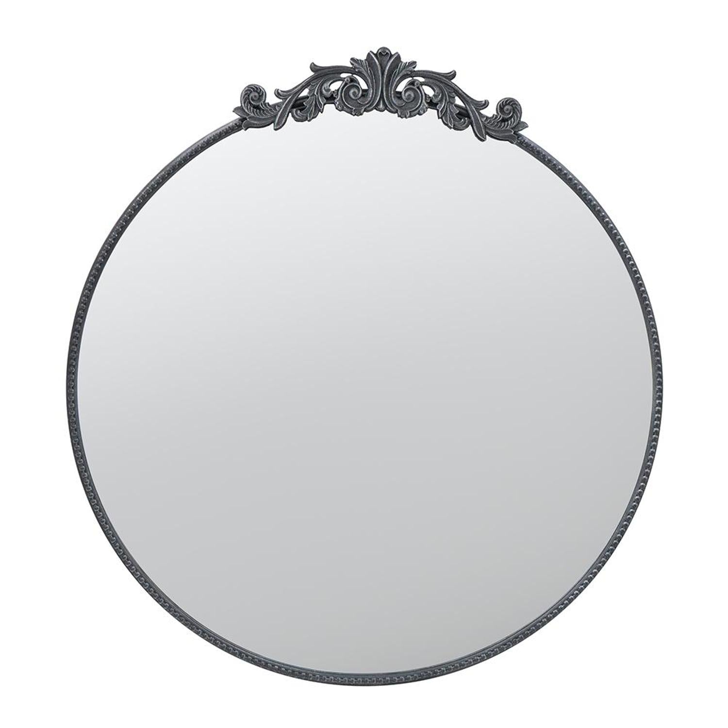 39" Black Crowned Top Iron Framed Accent Mirror - Bed & Bath