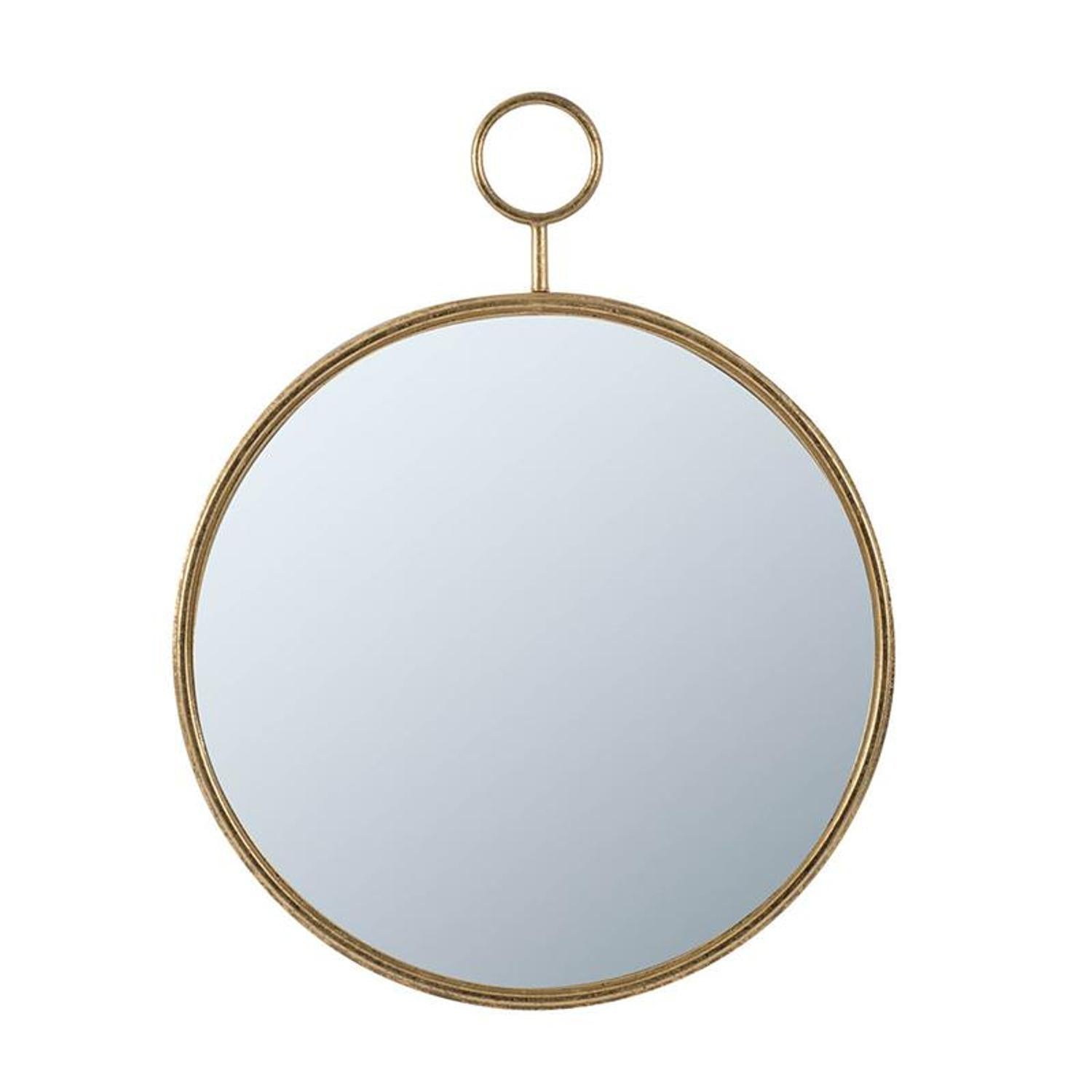 28" Gold Round Iron Framed Accent Mirror - Bed & Bath