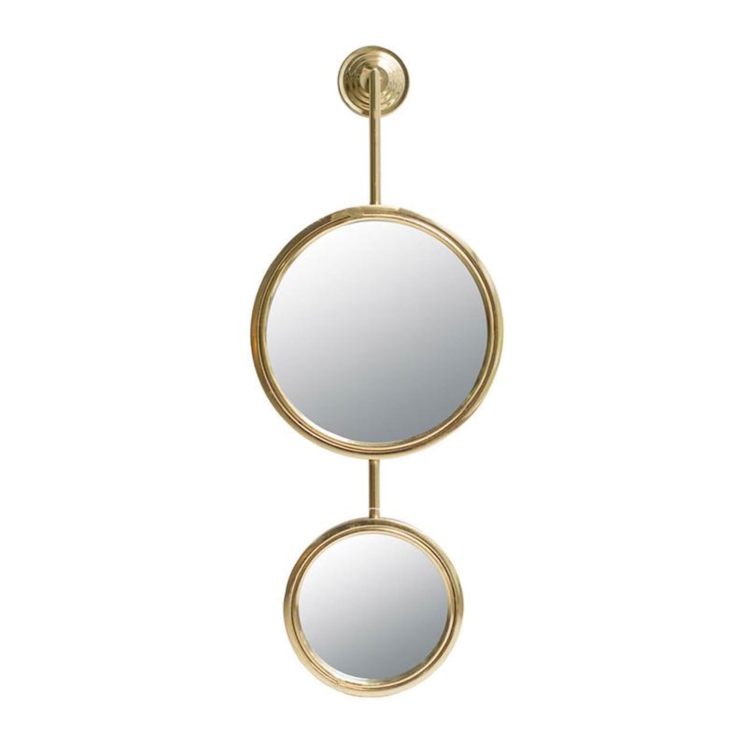 29" Gold Round Iron Framed Accent Mirror - Bed & Bath