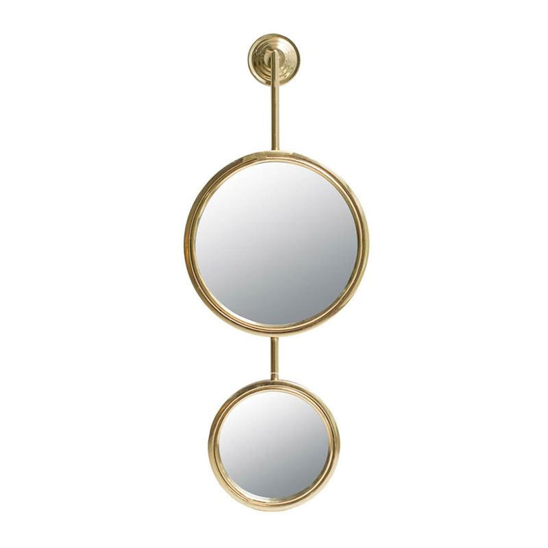 29" Gold Round Iron Framed Accent Mirror - Bed & Bath