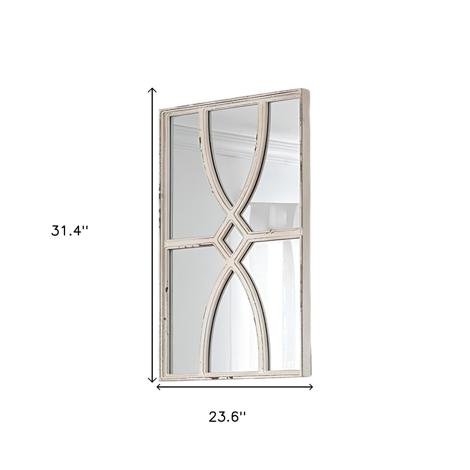 Set of Two White Wood Framed Accent Mirror - Bed & Bath