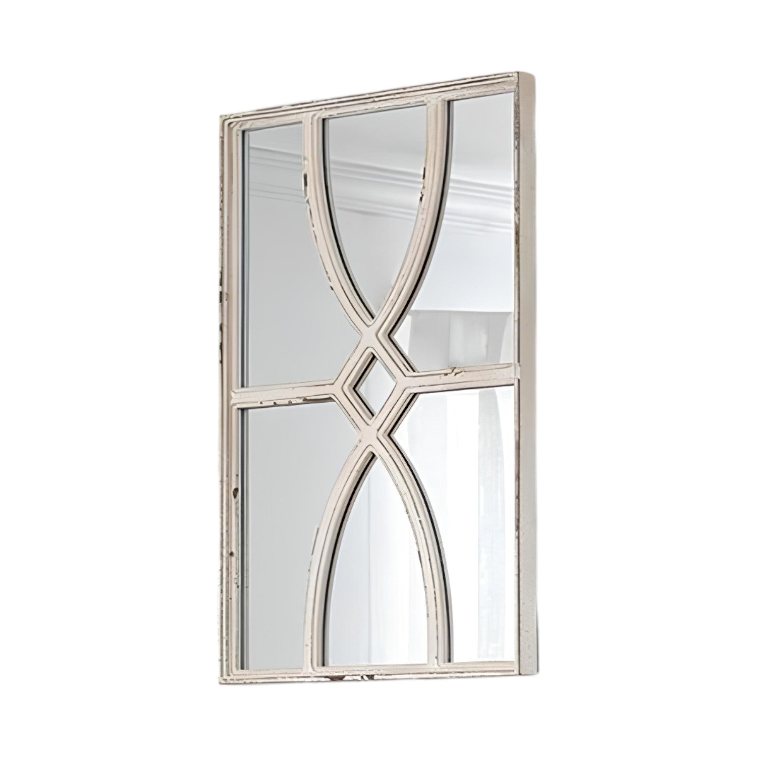 Set of Two White Wood Framed Accent Mirror - Bed & Bath