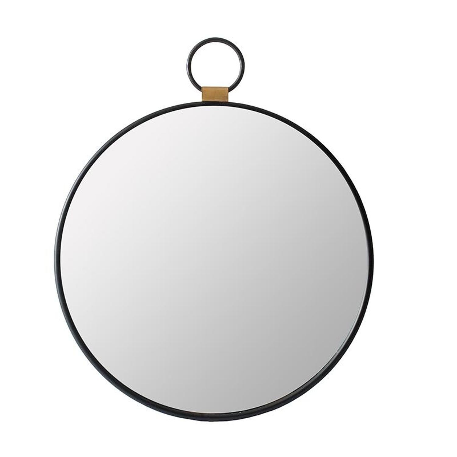 23" Black Round Metal Framed Accent Mirror - Bed & Bath