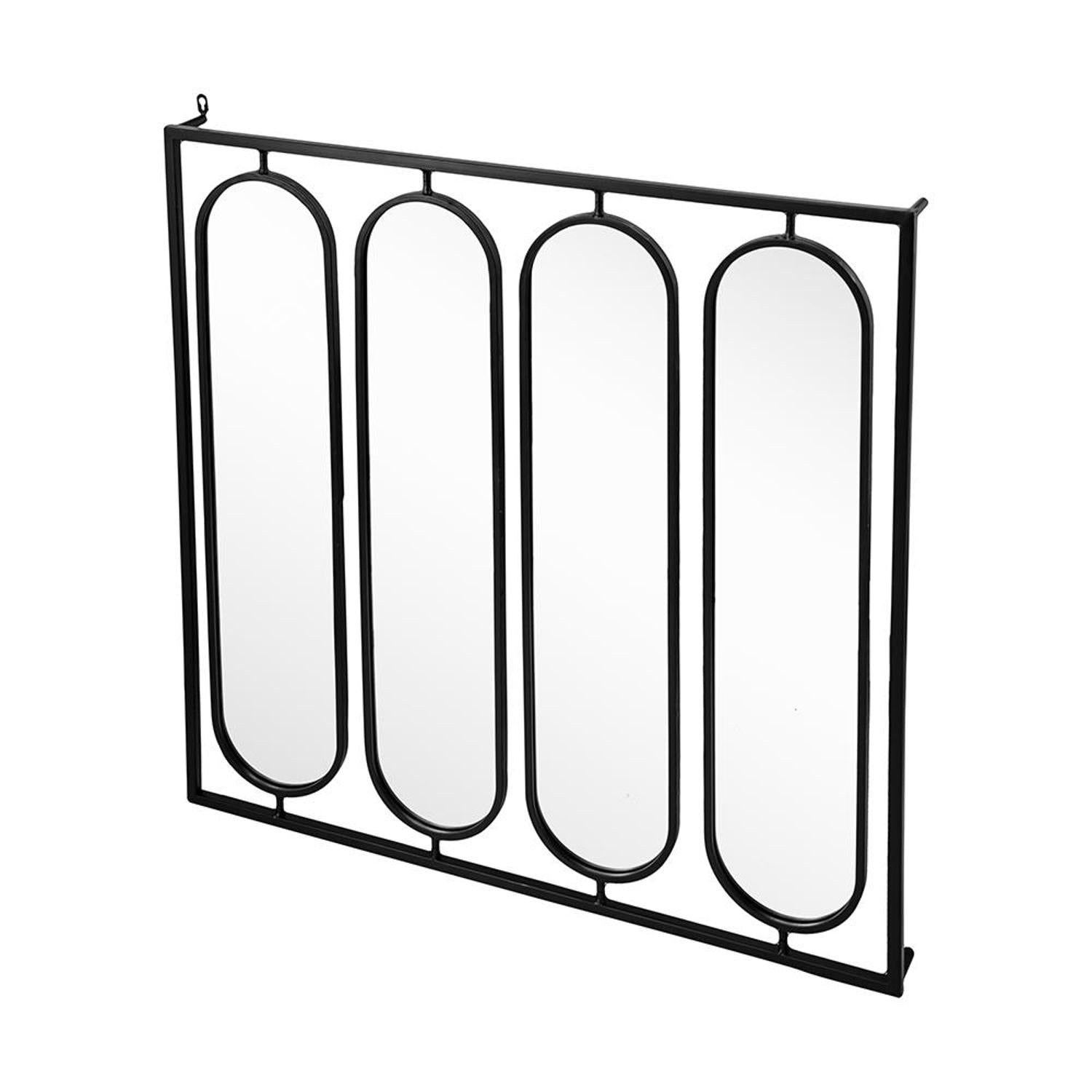 36" Black Square Iron Framed Accent Mirror - Bed & Bath