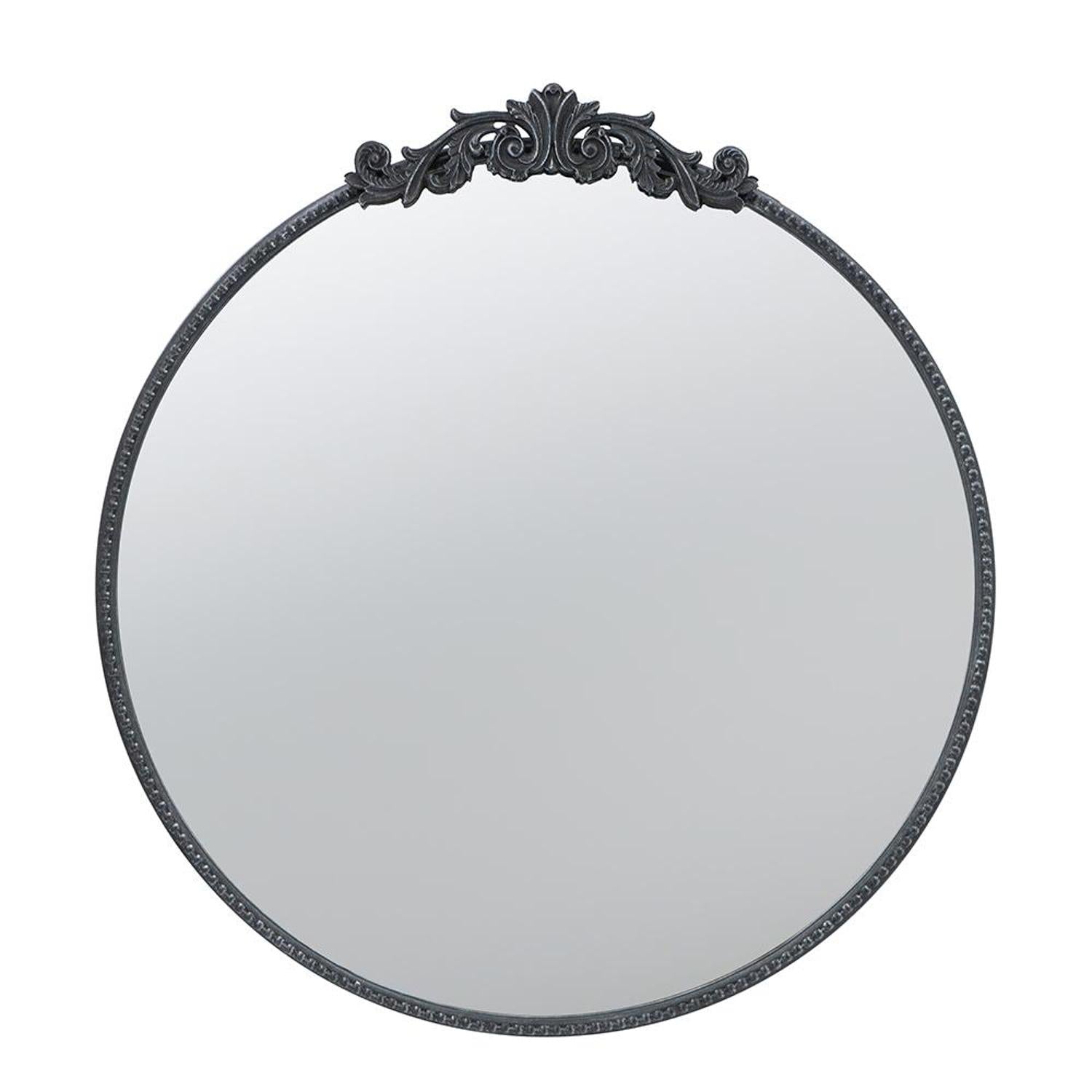 32" Black Crowned Top Iron Framed Accent Mirror - Bed & Bath