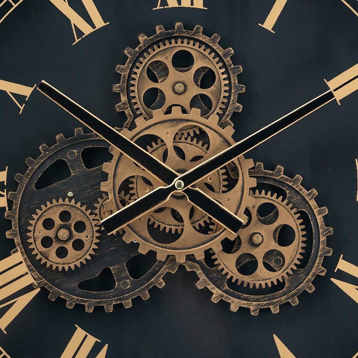 20" Circle Black and Gold Metal and Glass Analog Wall Clock - Home Decor