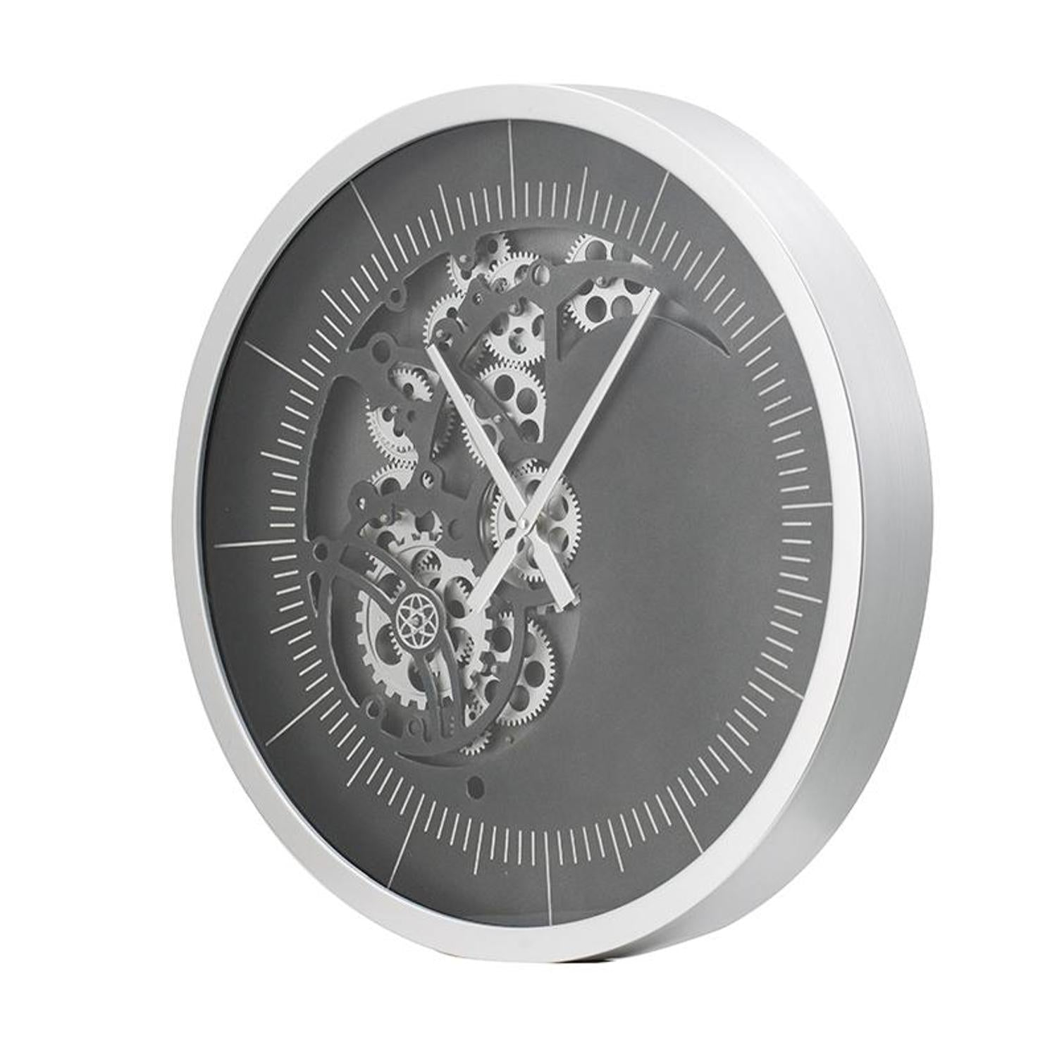 23" Circle Black and Silver Wood and Glass Analog Wall Clock - Home Decor
