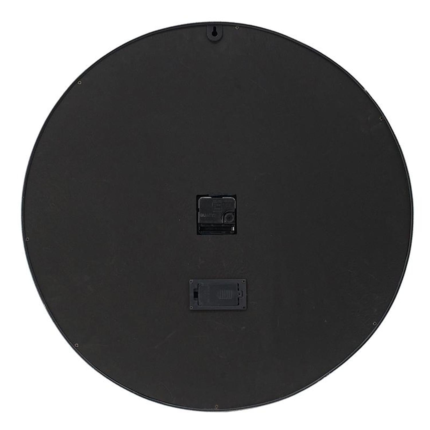 23" Circle Black and Silver Wood and Glass Analog Wall Clock - Home Decor