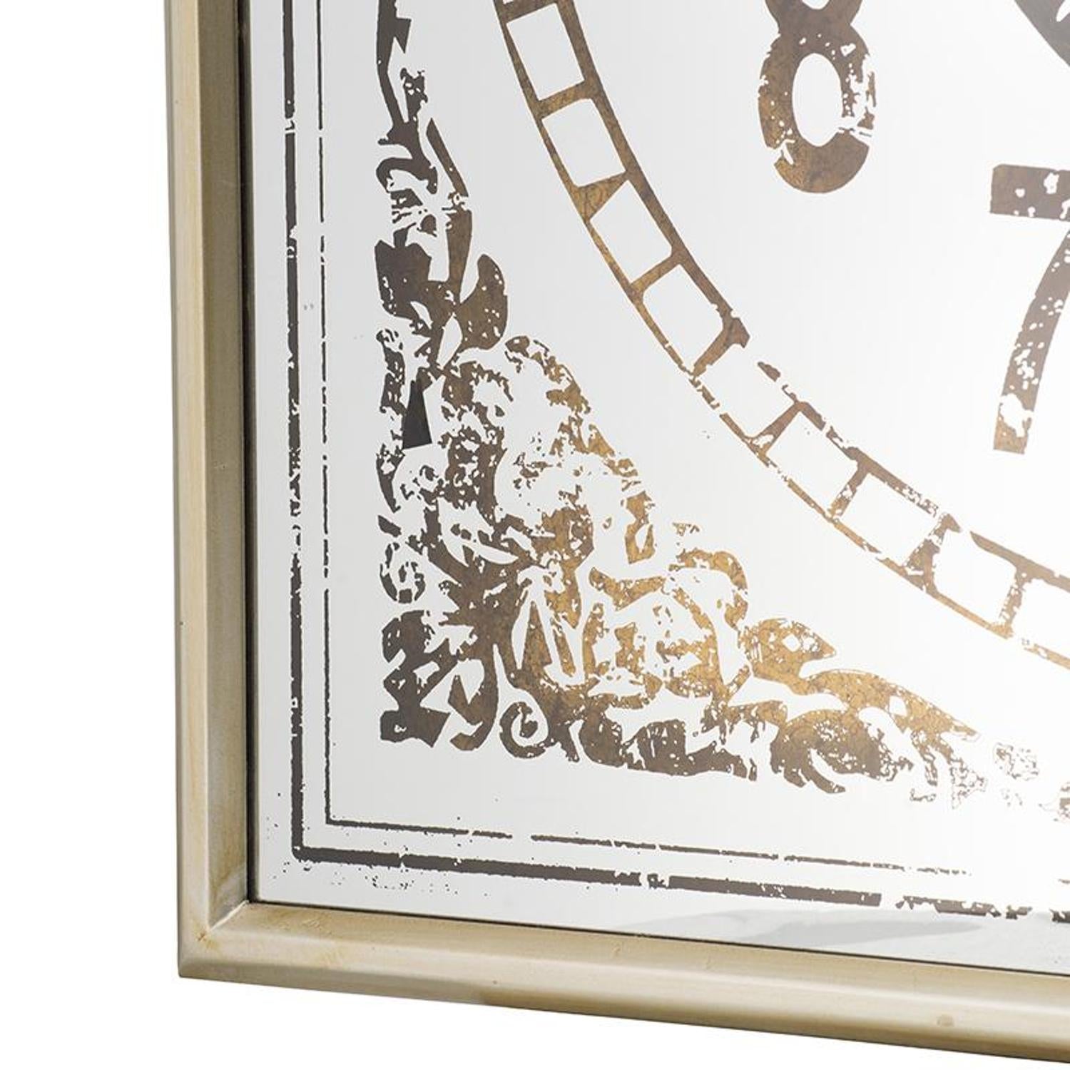 32" Square Gold and Silver Wood and Mirror Analog Exposed Gear Wall Clock - Home Decor