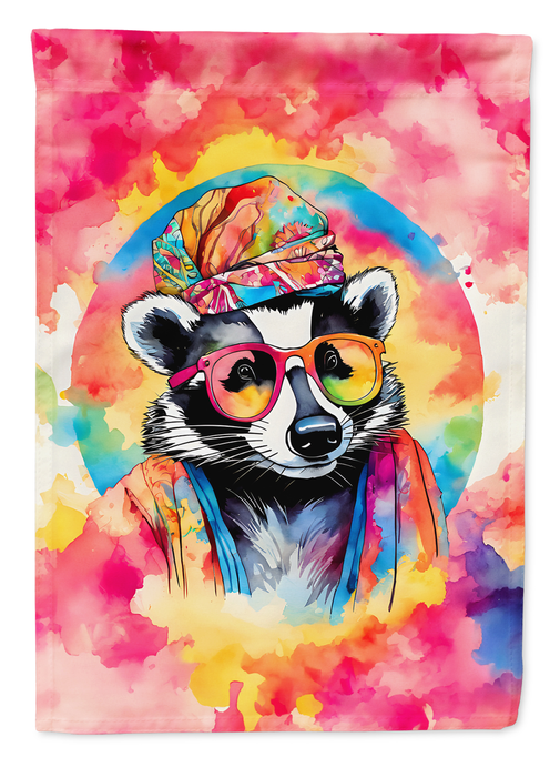 Badger house flag showing a colorful bandana-wearing badger in watercolor