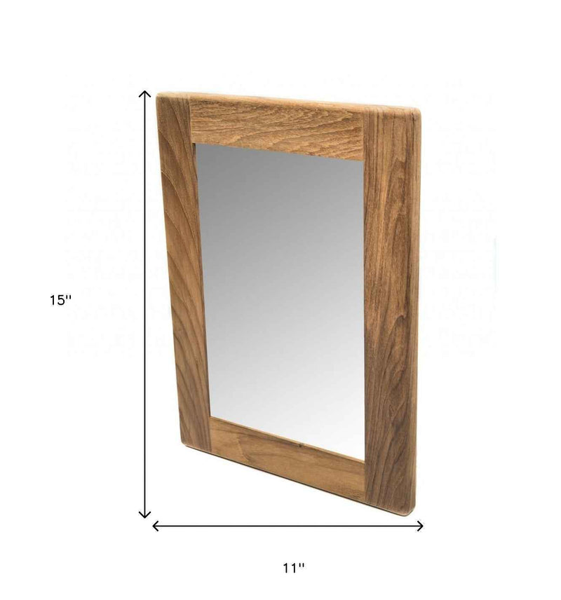 15" Brown Solid Wood Framed Accent Mirror