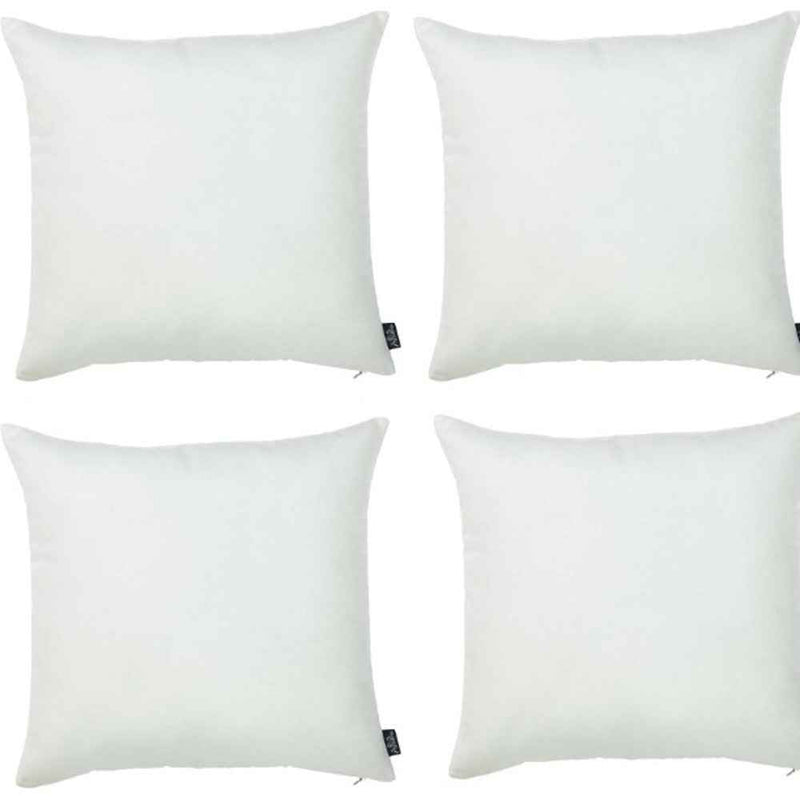 Set Of Four 22" X 22" White Polyester Zippered Pillow Cover
