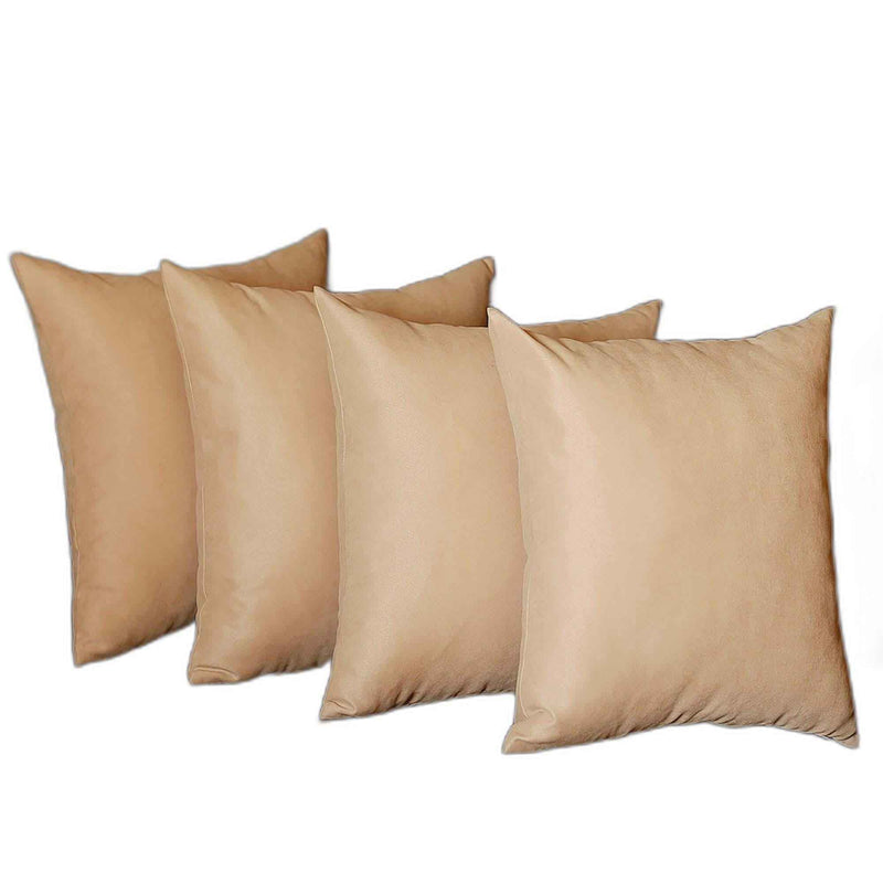 Set Of Four 17" X 17" Beige Polyester Zippered Pillow Cover