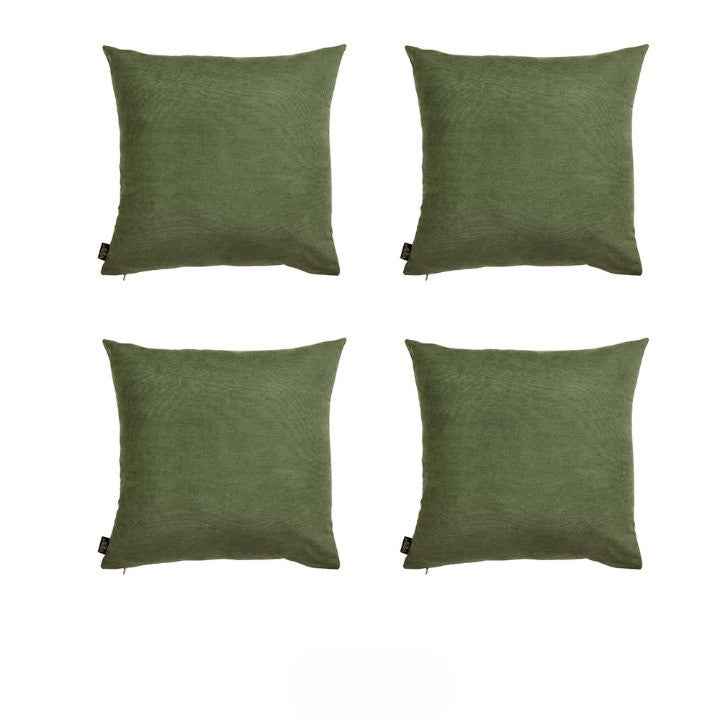 Set Of Four 18" X 18" Fern Green Polyester Zippered Pillow Cover