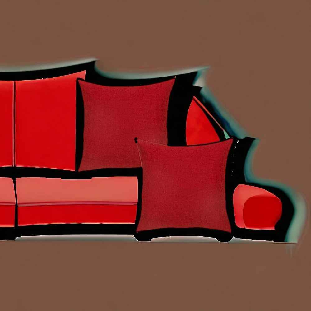 Set Of Two 22" X 22" Red Polyester Zippered Pillow Cover