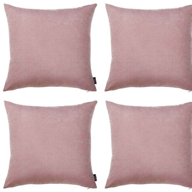 Set Of Four 22" X 22" Light Pink Polyester Zippered Pillow Cover