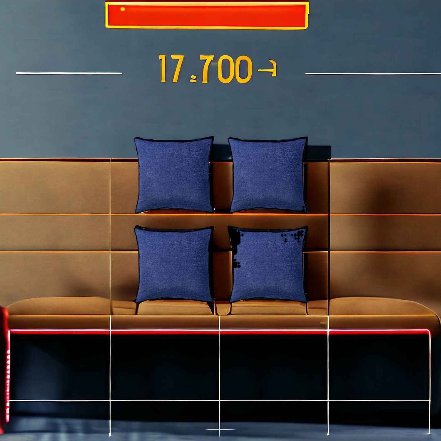 Set Of Four 17" X 17" Navy Blue Polyester Zippered Pillow Cover