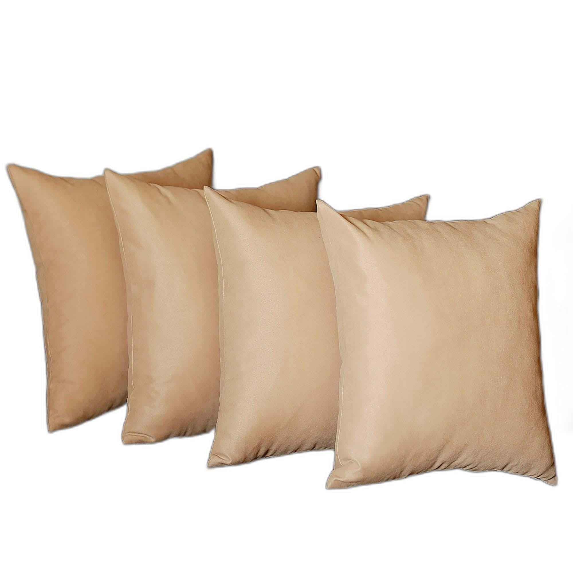 Set Of Four 20" X 20" Beige Polyester Zippered Pillow Cover