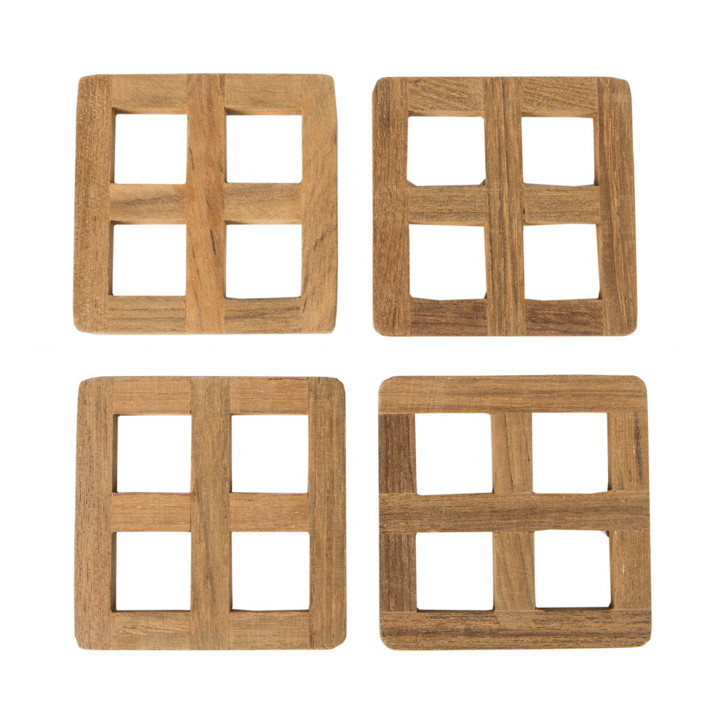 set of four 3.00 " Square Wood Coaster - Kitchen & Dining