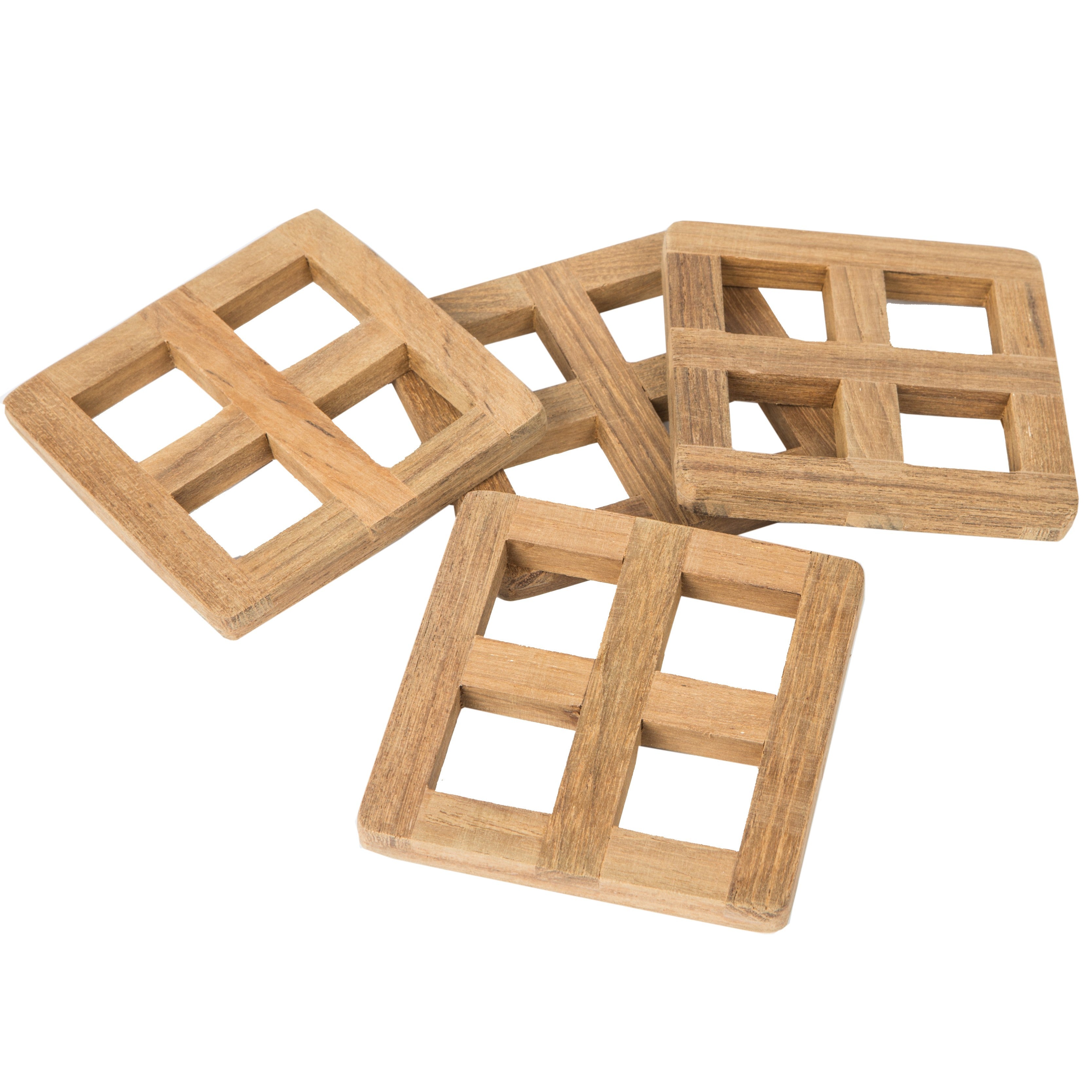 set of four 3.00 " Square Wood Coaster - Kitchen & Dining